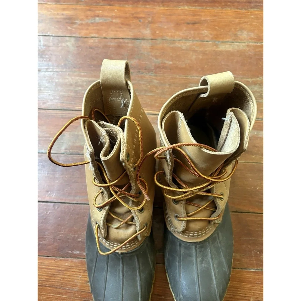 L.L. Bean Bean Boots Men's 8M Brown Leather Rubber Duck Boots USA